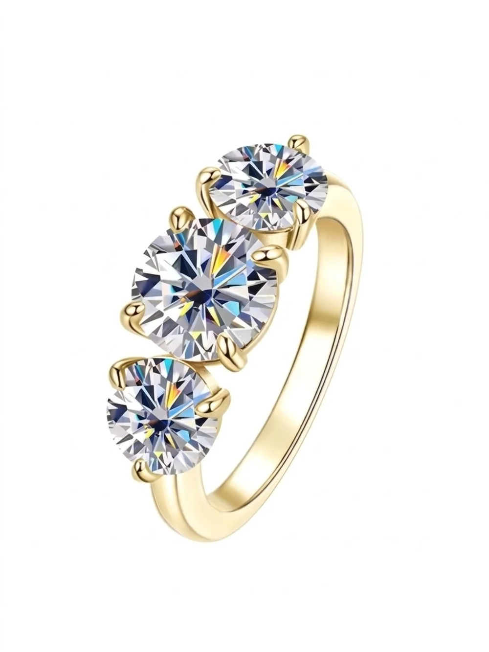 Moissanite 4 CTW 3 Stone Ring
